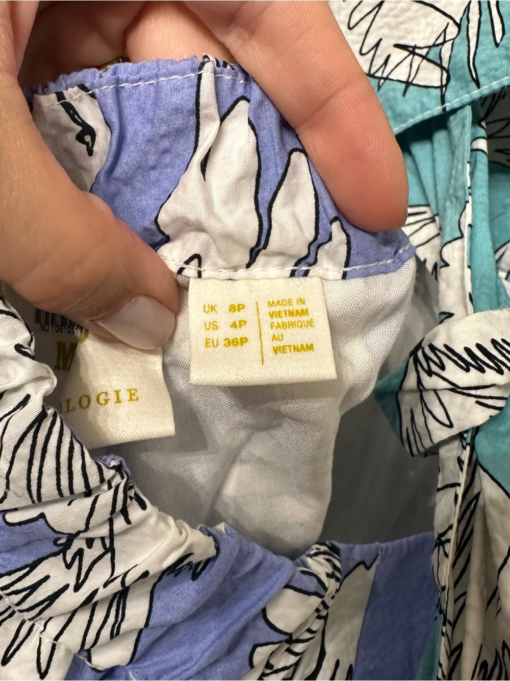 Maeve Anthropologie Printed Tie Back Mini Dress 4P - Picture 7 of 9